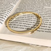 Copper 18K Gold Plated Basic Korean Style Plating Inlay Letter Zircon Bangle main image 9
