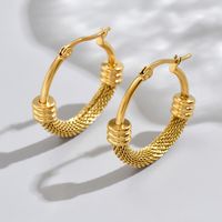 1 Pair Classic Style Roman Style Solid Color Plating Titanium Steel 18k Gold Plated Gold Plated Hoop Earrings main image 4