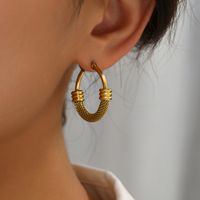 1 Pair Classic Style Roman Style Solid Color Plating Titanium Steel 18k Gold Plated Gold Plated Hoop Earrings main image 1