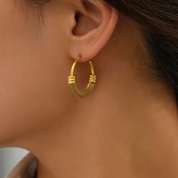 1 Pair Classic Style Roman Style Solid Color Plating Titanium Steel 18k Gold Plated Gold Plated Hoop Earrings main image 5