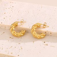1 Pair Vintage Style Geometric Heart Shape Solid Color Plating Titanium Steel 18K Gold Plated Hoop Earrings main image 5