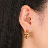 1 Pair Vintage Style Geometric Heart Shape Solid Color Plating Titanium Steel 18K Gold Plated Hoop Earrings main image 3