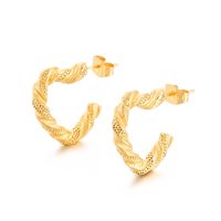1 Pair Vintage Style Geometric Heart Shape Solid Color Plating Titanium Steel 18K Gold Plated Hoop Earrings sku image 1