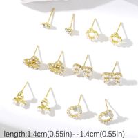 6 Pairs Cute Pentagram Heart Shape Plating Inlay Alloy Pearl Gold Plated Ear Studs main image 5