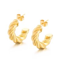 1 Pair Vintage Style Geometric Heart Shape Solid Color Plating Titanium Steel 18K Gold Plated Hoop Earrings sku image 4