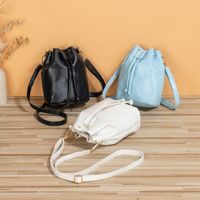 Women's Pu Leather Solid Color Streetwear Bucket String Bucket Bag main image 6