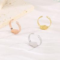 Titanium Steel 18K Gold Plated Vintage Style Sweet Plating Heart Shape Open Rings main image 4