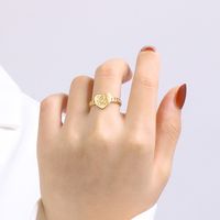 Titanium Steel 18K Gold Plated Vintage Style Sweet Plating Heart Shape Open Rings main image 3