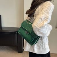 Women's Pu Leather Solid Color Vintage Style Classic Style Streetwear Sewing Thread Metal Button Square Flip Cover Lock Clasp Shoulder Bag Square Bag main image 5