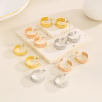 1 Pair Vintage Style Circle Solid Color Plating Titanium Steel 18K Gold Plated Ear Studs main image 1