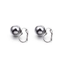 1 Pair Simple Style Ball Solid Color Plating Titanium Steel Hoop Earrings main image 6