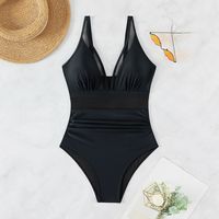 Women's Simple Style Solid Color Backless 1 Piece One Piece Swimwear main image 4