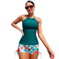 Women's Solid Color Flower Backless 2 Pieces Set Tankinis Swimwear main image 6