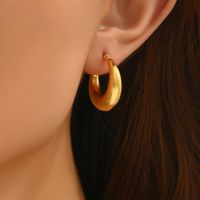 1 Pair Simple Style Classic Style C Shape Plating Titanium Steel 18k Gold Plated Silver Plated Ear Studs main image 4