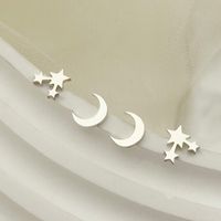 1 Set Elegant Sweet Star Moon 304 Stainless Steel Ear Studs main image 1