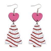 1 Pair Retro Christmas Tree Heart Shape Wood Drop Earrings main image 2