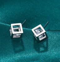 1 Pair Simple Style Geometric Inlay Copper Zircon Ear Studs sku image 1