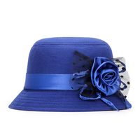 Women's Casual Elegant Retro Flower Wide Eaves Fedora Hat sku image 9