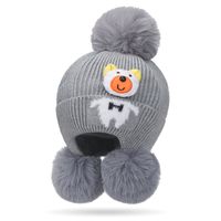 Children Unisex Cartoon Style Bear Embroidery Wool Cap sku image 2