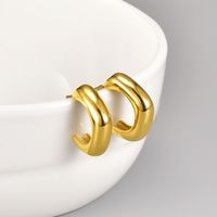 1 Pair Vintage Style Solid Color Polishing Plating Stainless Steel Titanium Steel 18k Gold Plated Ear Studs main image 5