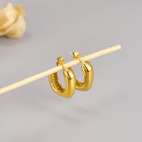 1 Pair Vintage Style Solid Color Polishing Plating Stainless Steel Titanium Steel 18k Gold Plated Ear Studs main image 4