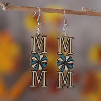 1 Pair Retro Letter Wood Drop Earrings main image 6