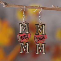 1 Pair Retro Letter Wood Drop Earrings main image 5