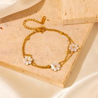 Titanium Steel 18K Gold Plated Sweet Pastoral Plating Flower Acrylic Layered Necklaces sku image 2