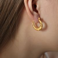 1 Pair Hip-hop Rock Solid Color Plating Titanium Steel 18k Gold Plated Earrings main image 5