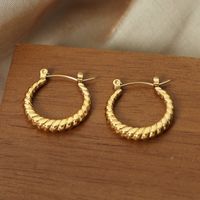 1 Paire Hip Hop Roche Couleur Unie Placage Acier Au Titane Plaqué Or 18k Des Boucles D'oreilles main image 6