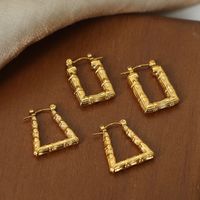 1 Pair Casual Elegant Triangle Square Plating Carving Titanium Steel 18k Gold Plated Hoop Earrings main image 10