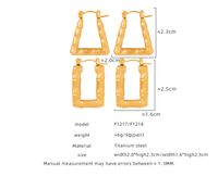 1 Pair Casual Elegant Triangle Square Plating Carving Titanium Steel 18k Gold Plated Hoop Earrings main image 2
