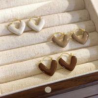 1 Pair Retro Heart Shape Inlay Copper Zircon Gold Plated Earrings main image 2