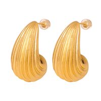 1 Pair Casual Modern Style Water Droplets Plating Titanium Steel 18k Gold Plated Ear Studs main image 7