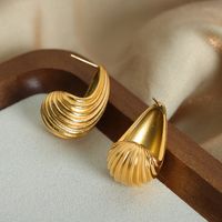 1 Pair Casual Modern Style Water Droplets Plating Titanium Steel 18k Gold Plated Ear Studs main image 5