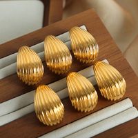 1 Pair Casual Modern Style Water Droplets Plating Titanium Steel 18k Gold Plated Ear Studs main image 9