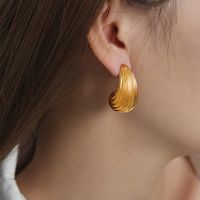 1 Pair Casual Modern Style Water Droplets Plating Titanium Steel 18k Gold Plated Ear Studs main image 3