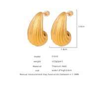 1 Pair Casual Modern Style Water Droplets Plating Titanium Steel 18k Gold Plated Ear Studs main image 2