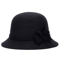 امرأة أنيق الأساسي اللون الصامد Bowknot طنف واسعة قبعة فيدورا sku image 2
