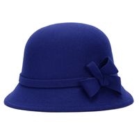 امرأة أنيق الأساسي اللون الصامد Bowknot طنف واسعة قبعة فيدورا sku image 6
