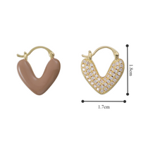 1 Pair Retro Heart Shape Inlay Copper Zircon Gold Plated Earrings main image 9