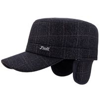 Men's Basic Retro Plaid Curved Eaves Trapper Hat main image 3