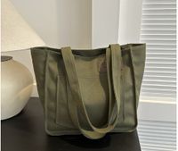 Women's Canvas Solid Color Basic Square Zipper Shoulder Bag main image 1