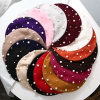 Women's Basic Retro Sweet Solid Color Pearl Eaveless Beret Hat main image 6
