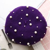 Women's Basic Retro Sweet Solid Color Pearl Eaveless Beret Hat sku image 2