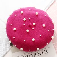 Women's Basic Retro Sweet Solid Color Pearl Eaveless Beret Hat sku image 14