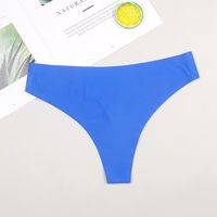 Solid Color Breathable Invisible Low Waist Thong Panties main image 4