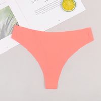 Solid Color Breathable Invisible Low Waist Thong Panties main image 3