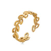 304 Stainless Steel 18K Gold Plated Simple Style Plating Leaves Open Rings main image 5