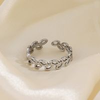 304 Stainless Steel 18K Gold Plated Simple Style Plating Leaves Open Rings main image 4
